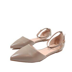 Journee Collection Reba Sandals Womens 6 Taupe Faux Leather Dress Flats New